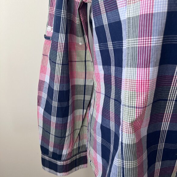 🌈 Tommy Hilfiger Blue Pink & Green Plaid/Stripe Cotton Button-Down Versatile XL - Picture 3 of 10